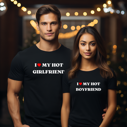 I Love My Hot Boyfriend Girlfriend Matching Couple Valentines Day T-Shirt