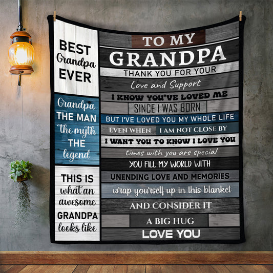 To Grandpa | Wood Panel Style Blanket