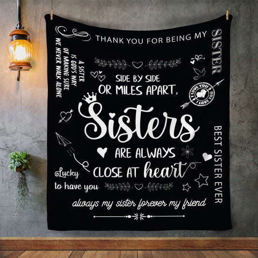To Sister | Black & White Plush Fleece Blanket