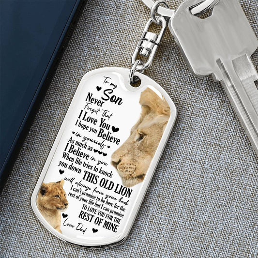 Dad To Son | Lion Family | Dog Tag Keychain