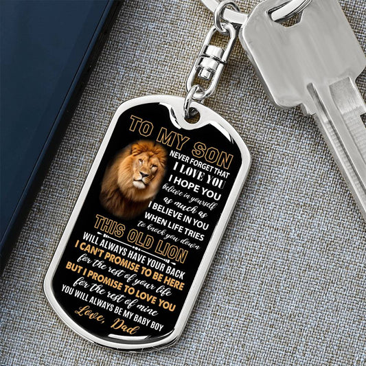 Dad To Son | Lion Promise | Dog Tag Keychain