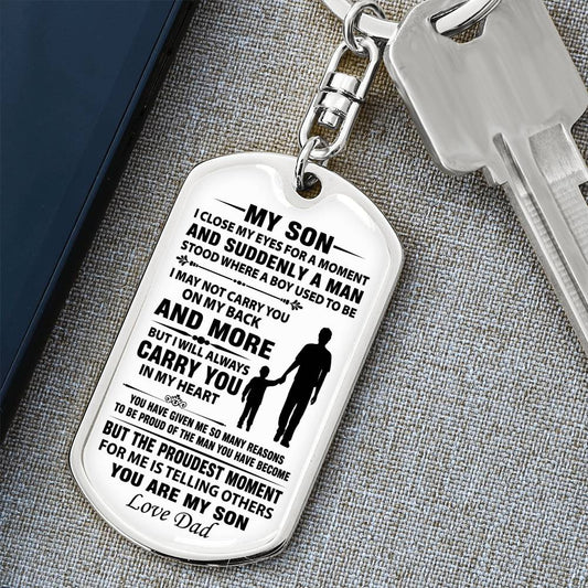 Dad To Son | All Grown Up | Dog Tag Keychain