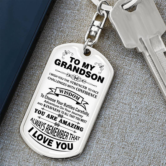 To Grandson | Your Journey | Dog Tag Keychain