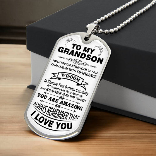 To Grandson | Your Journey | Dog Tag Necklace