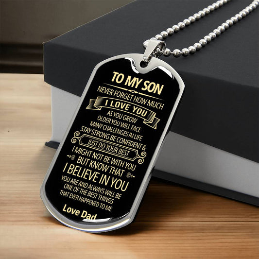Dad To Son | Be Confident | Dog Tag Necklace