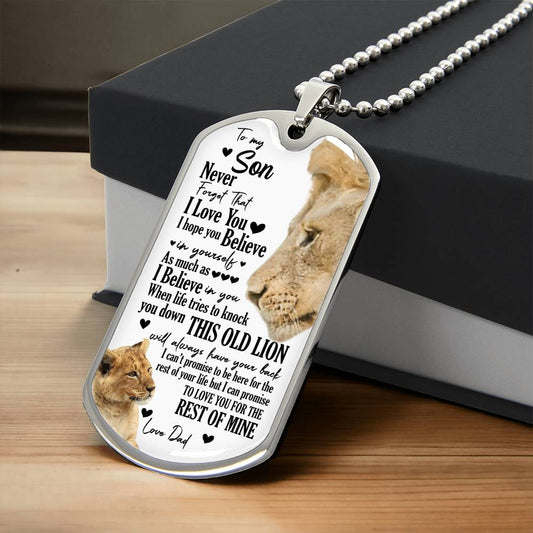 Dad To Son | Lion Family | Dog Tag Necklace
