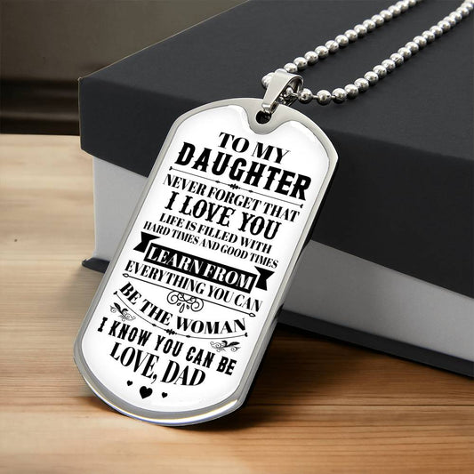 Dad To Daughter | Live & Learn | Dog Tag Necklace