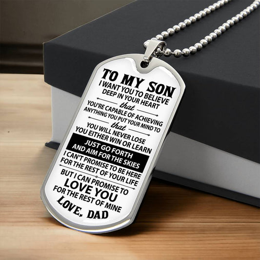 Dad To Son | Aim For The Skies | Dog Tag Necklace