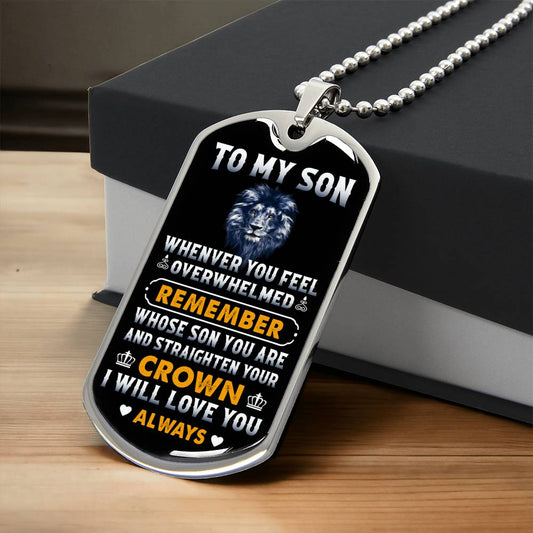 To Son | Lion Crown | Dog Tag Necklace