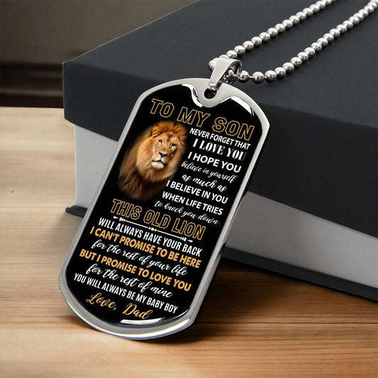 Dad To Son | Lion Promise | Dog Tag Necklace