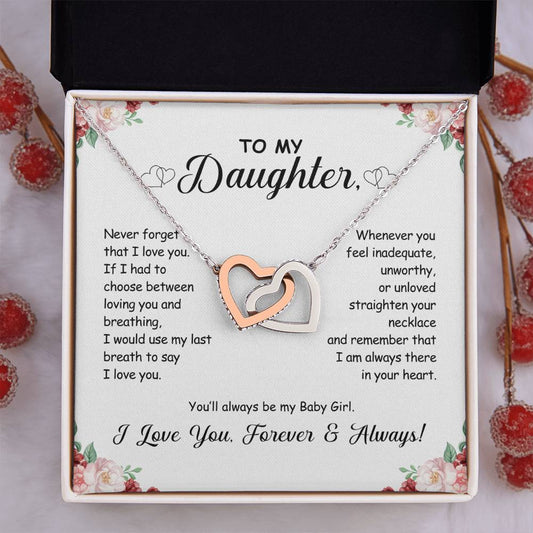 To My Daughter | Breath of Love - Interlocking Hearts Necklace (Version 1)