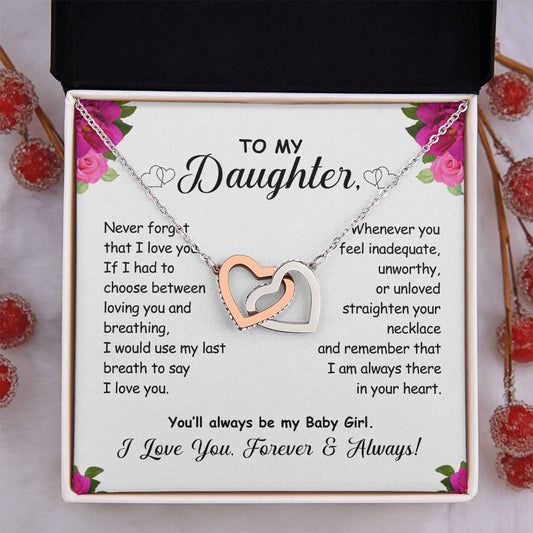 To My Daughter | Breath of Love - Interlocking Hearts Necklace (Version 2)