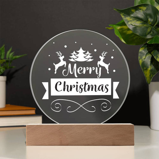 Merry Christmas | Circle Acrylic Plaque | Version 2