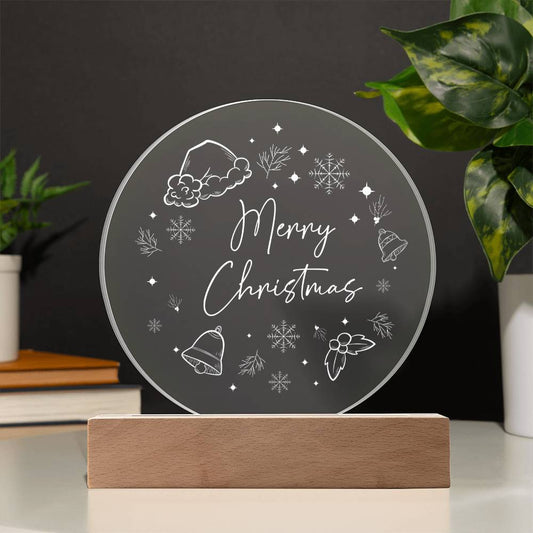 Merry Christmas | Circle Acrylic Plaque | Version 1
