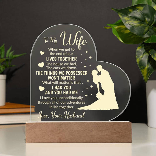 Husband To Wife | Heart Acrylic Plaque | Version 1