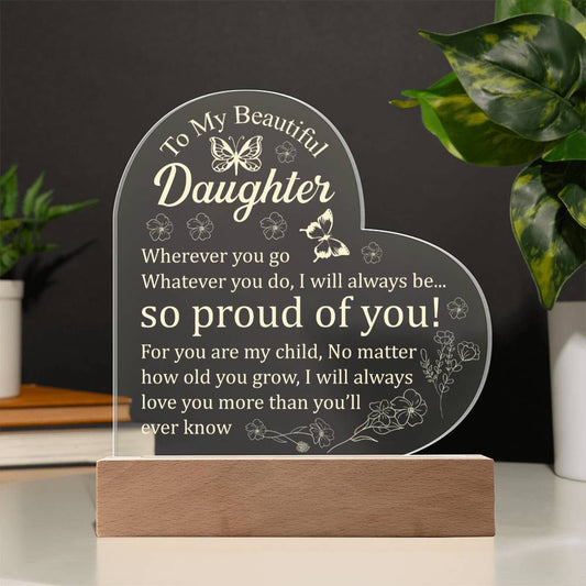 To My Daughter | Heart Acrylic Plaque | Version 4