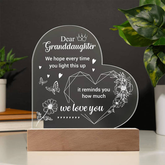 To Granddaughter | Heart Acrylic Plaque | Version 1