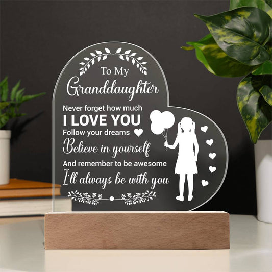 To Granddaughter | Heart Acrylic Plaque | Version 4
