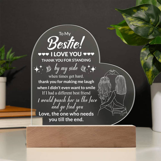 To My Bestie | By My Side | Heart Acrylic Plaque