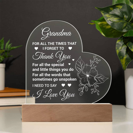 To My Grandma | Heart Acrylic Plaque