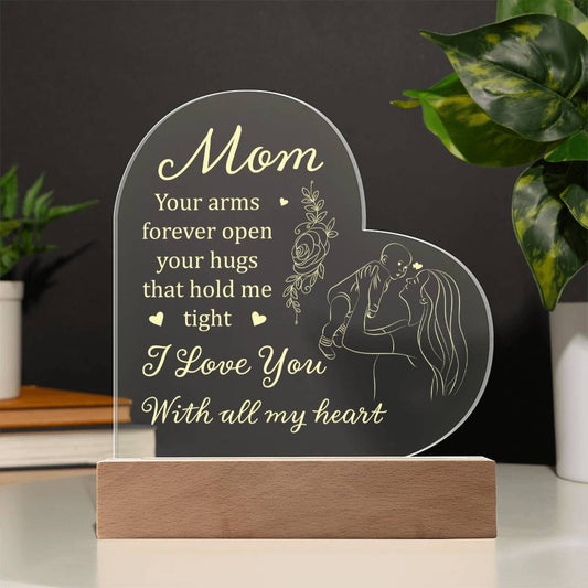 To My Mom | Heart Acrylic Plaque | Version 2