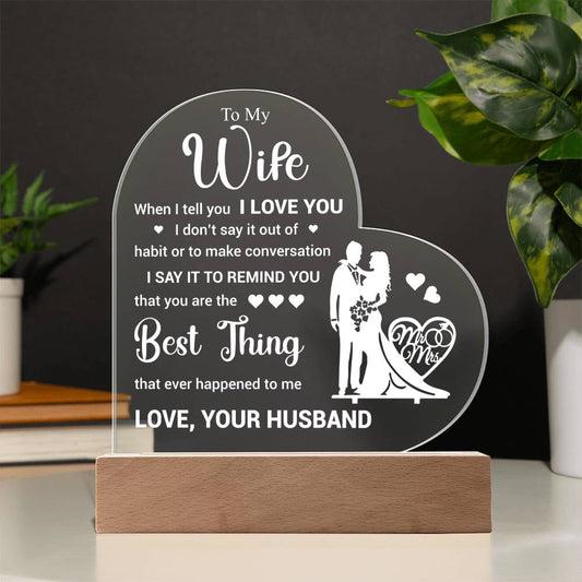 Husband To Wife | Heart Acrylic Plaque | Version 2