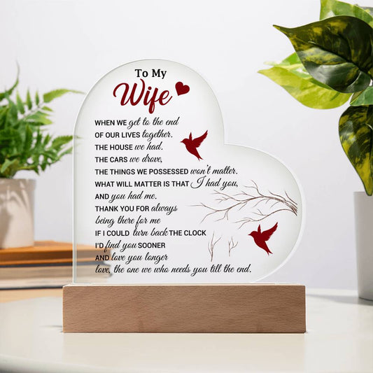 To My Wife | Heart Acrylic Plaque | Version 6