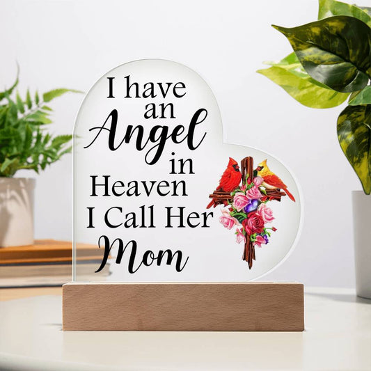 To Mom | Angel in Heaven | Heart Acrylic Plaque