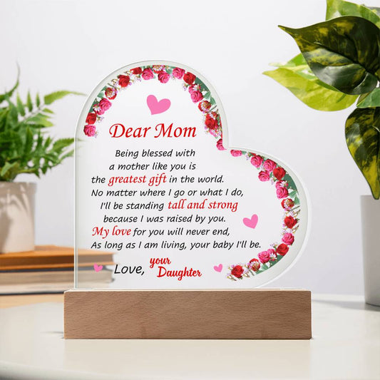 Daughter To Mom | Heart Acrylic Plaque