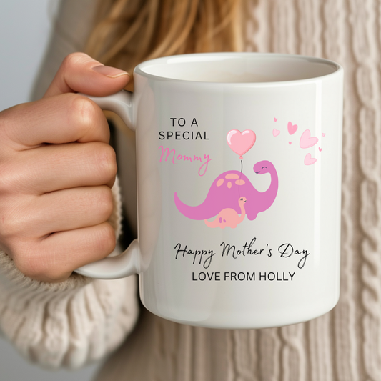 Personalized Dinosaur Mother’s Day Mug | 11 or 15 oz. | Mommy Version