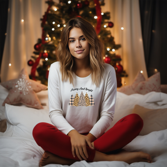 Patterned Evergreens | Christmas LS T-Shirt